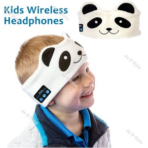 Casque/Casque Animal Enfants Casque sans fil Masque pour les yeux de sommeil Bandeau Bluetooth Volume limité avec haut-parleurs fins Écouteurs en polaire doux lavables