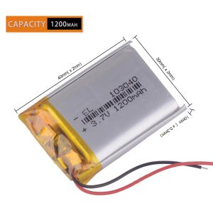 Écouteurs 3.7V 1200mAH 103040 Batterie en polymère lithium / liion pour lecteur mp3 Navigateur Banque d'alimentation DVD GPS VR DVR MP4 MP5