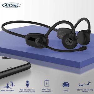 Auriculares AIKSWE auriculares de negocios de conducción ósea auriculares inalámbricos Bluetooth ENC DualMic ruido auriculares estéreo impermeables para ciclismo