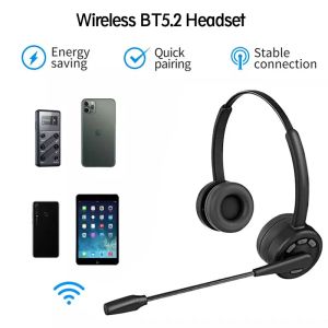 Écouteur Bluetooth 5.2 Casque PC casque sans fil avec micro Boom sur les équipes de Talk Time Time pour les équipes Skype du centre d'appels de bureau
