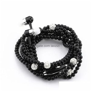 Écouteurs écouteurs rose strass bijoux collier de perles avec microphone écouteurs pour téléphone cadeau d'anniversaire 5652086 livraison directe E Dheiq