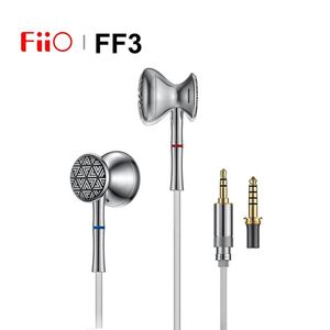 Auriculares FiiO FF3 HiFi Music Flat Earbuds Tipo de tambor Controlador dinámico de 14,2 mm Auriculares con conector intercambiable Twistlock de 3,5 + 4,4 mm
