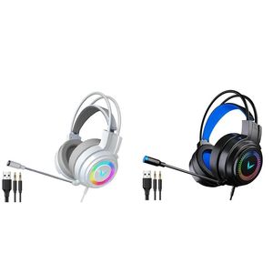 Auriculares para juegos con micrófono, estéreo envolvente, con cable, micrófono USB, luz colorida, auriculares para juego de portátil y PC