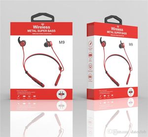 Écouteurs de haute qualité M9 sans fil Bluetooth écouteur cou support magnétique sport super basse écouteur suspendu cou sport pour iphone DHL gratuit
