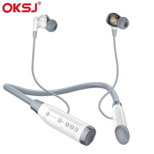 Auriculares OKSJ Auriculares Bluetooth Banda para el cuello Auriculares de música Cuatro parlantes Reducción de ruido Auriculares deportivos Operación clave en el oído Envío gratis