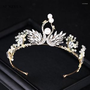 Coiffures 2022 - Vente de diadèmes de mariée de luxe en cristal de cygnes couronnes pour mariage filles fête d'anniversaire bandeau en gros SQ322