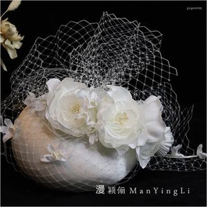 Coiffures Chapeau De Mariée Doux Tulle Visage Voile Femmes Accessoires De Cheveux Avec Des Fleurs