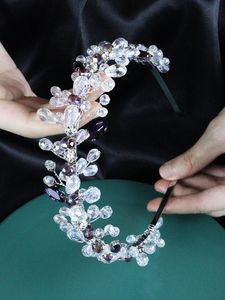 Tocados Cristal Púrpura Boda Accesorios para el cabello para mujeres y niñas Diadema Novia Tocado Invitado Cabeza Joyería Tiaras Nupcial DiademHeadp