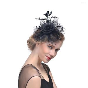 Tocados Fascinators VintageHat para mujer Tea Party Diadema Kentucky Derby Boda Cóctel Flor Malla Plumas Pinza para el cabello