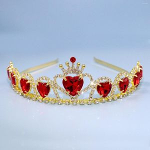 Tocados Moda Lujo Boda Corona Tiara Chica Corazón rojo Diadema Accesorios Nupcial