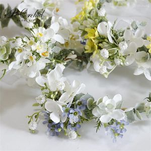 Tocados PEORCHID Tocado de novia rústico Corona de flores Diademas de dama de honor Guirnalda Mujer Niña Accesorios para el cabello de boda Diadema floral