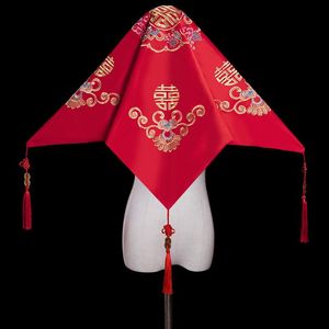 Coiffures voile rouge mariée mariage chinois gland Xiuhe robe VeilHeadpieces