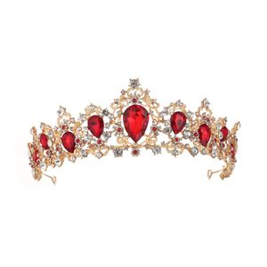 Coiffes Rétro couronne de mariée mariée reine baroque doré rouge vert argent couleur pour option accessoires de robe de mariée cristal di3136