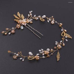 Coiffes Roantic Rose Champagne Gold Crystal Hair Pins Bridal Band Band ACCESSOIRES DE MEDIAL POUR LES BRIDES CLIMES DE COURSE