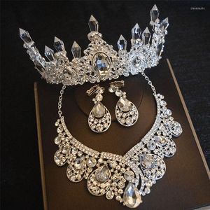 Tocados de collar de tiaras de cristal plateado con tocados accesorios para el cabello para mujeres bodas grandes diamantes de joyas nupciales