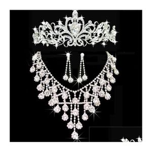 Coiffes Diadèmes Or Couronnes Bijoux De Cheveux Neceklace Boucle D'oreille En Gros Mode Filles Soirée De Bal Robes De Soirée Accessoires Drop Del Dhhua