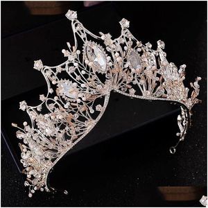 Coiffes Couronne De Mariage Pageant Roi Reine Diadème De Mariée Accessoires De Cheveux Chinois Tête Bijoux Casque Grand Cristal Mariée Hairban Dhyej