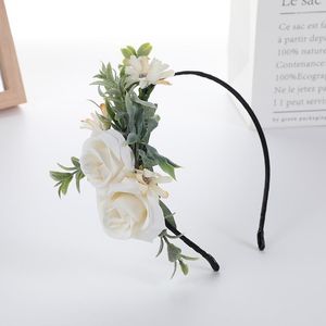 Coiffes Blanc Fleurs Artificielles Fille Bandeau Cheveux Accessoires Pour Mariage Mariée Rose Soie Faux Brithday Party Decor
