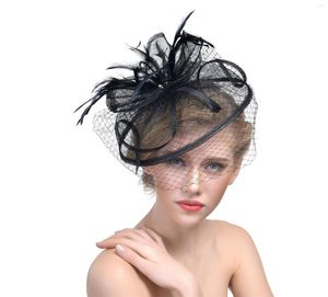 Chapeaux Blanc Noir Rose Mariage Chapeau De Mariée Fleur À L'extérieur De Vacances Plume Femmes Chapeaux Mariée Tête Porter Fascinateur Maille Pince À Cheveux