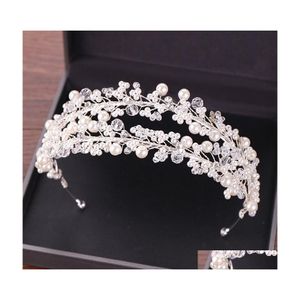 Tocados Perla Blanca Tiaras Nupciales Mujeres Haribands Corona Para Novias Joyería Para El Cabello Accesorios De Boda Headwear Diademas Cl0404 Dro Dhsxd