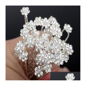 Coiffes En Gros 40 Pcs Accessoires De Mariée Perle Épingles À Cheveux Fleur Cristal Strass Épingles À Cheveux Clip Demoiselle D'honneur Femmes Drop Delivery Dhnd3