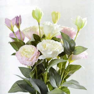 Têtes 3 fleurs d'eustoma, 5 pièces, décoration artificielle pour fête de mariage, maison, noël, 5 couleurs