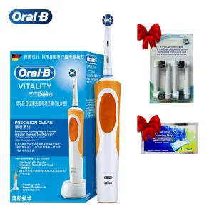 Têtes oral b d12 brosse à dents électrique 2D Vitalité Brosse à dents rechargeable 1 Recharge avec 4 têtes de pincement de réparation de charbon de bois gratuits