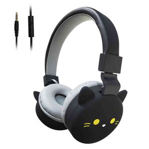 Auriculares Cool Black Cat Auriculares Niños Juegos Auriculares con cable Música de viaje Auriculares estéreo Auriculares para computadora Teléfono móvil MP3 Regalos T220916