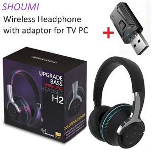 Headsets Tv Bluetooth Headphones Wireless Headphon with Mic USB Adaptor Headset Noise Canceling Stereo Foldable Bass for TV Earphone 230927