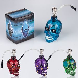 Headshop214 GB003 Narguilé Bong En Verre Crâne Pipe En Métal Bol Un Tuyau Peinture Couleur Tuyaux D'eau