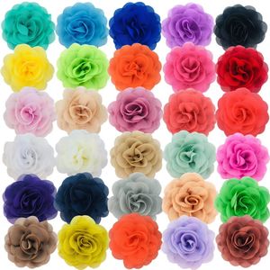 Accessoires pour cheveux 50 pièces 6 cm 8 cm tissu mousseline de soie rosette florale bricolage boutique fleur cheveux fleurs sans clips fille bandeau accessoires FH28 231118