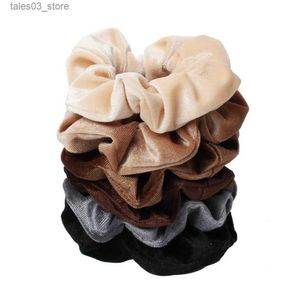 Headwear Accesorios para el cabello 6 unids Velvet Scrunchies Venta al por mayor Bandas elásticas para el cabello para mujeres Color sólido Niñas Titular de la cola de caballo Lazos para el cabello Accesorios para el cabello Q231204