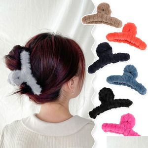 Chapeaux Cheveux Accessoires Mode Hiver Fausse Fourrure Griffe Élégant Acrylique Épingles À Cheveux En Peluche Clip Barrette Crabe Pour Femmes Filles Drop Deli Dhx19