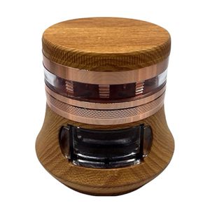 Bongs de vidrio embriagadores Hookah/Nueva veta de madera, gran barriga perforada, molinillo de cigarrillos de metal de cuatro capas con cajones, juego de cigarrillos con molinillo de caja de madera de aleación de aluminio