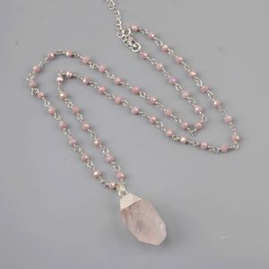 Guérison cristal femmes naturel Rose Quartzs pendentif bohème gemmes pierre collier en gros livraison directe