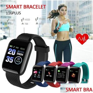 Gadgets de santé 116Plus Bluetooth Moniteur de pression artérielle de fréquence cardiaque Tracker de fitness Bracelets de sport Appareils portables Podomètres SMA Dhhft