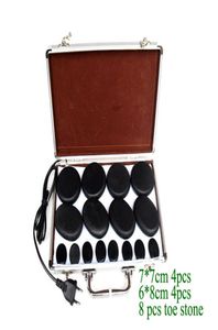 Vida saludable 16 PPC Set Massage Stones Massage Lava Piedra natural Spa Spa Rock Basalt Piedra con caja de calentador8351107