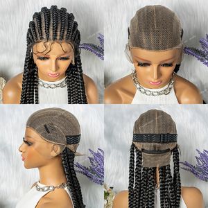 Pelucas trenzadas Peluca llena del cordón 36 pulgadas Cabello trenzado para mujeres negras Caja sintética Trenzas Cabello Pelucas baratas para venta al por mayor Nuevo cabello sintético Pelucas de encaje sintético (para