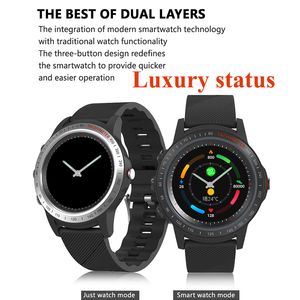 Rate de la fréquence intelligente Smart Watch Men Bluetooth appelez le bracelet intelligent de 1,2 pouce bracelet grand écran étanché