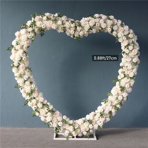 En forme de coeur rangée de fleurs Arrangement de fleurs fond de mariage arc ensemble accessoires de scène de fête décor support de fleurs