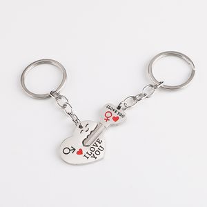 Porte-clés en forme de coeur Couple je t'aime porte-clés en acier inoxydable porte-clés sac pendentif accessoires cadeaux romantiques