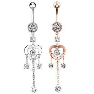 Heart Shaped Zircon Fashion Sexy Piercing Navel Nail Body Jewelry Sexy Pendant Crystal Belly Button Rings for Women Girls