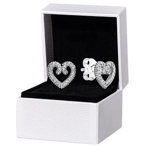 Coeur Tourbillon Boucles D'oreilles En Argent Sterling Réel Pour Pandora CZ Diamant De Mariage Designer Bijoux Pour Femmes Petite Amie Cadeau Amour Boucle D'oreille Avec Coffret Original