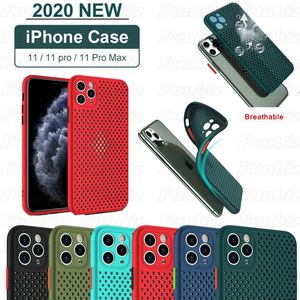 Coque en silicone à mailles de dissipation thermique pour iPhone 11 Pro Max X XR XS 7 8 Plus Couverture de téléphone arrière en TPU souple et respirante