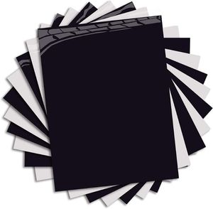 Transfert de chaleur HTV en noir et blanc, fer sur Starter Pack (10 X 20 feuilles) pour t-shirts vêtements de sport fenêtre autocollants