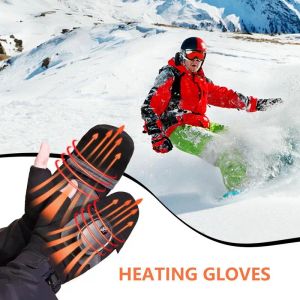 Guantes Térmicos calentadores de manos guantes eléctricos impermeables USB recargables guantes de invierno con tres engranajes a prueba de viento guante de dedo completo