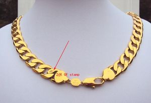 ¡Pesado! 108g 24k Sello Oro amarillo real 23.6 pulgadas Collar de hombre 12MM Cadena de bordillo Joyería Permanente clásico Mejor empaquetado con caja de regalo gratis