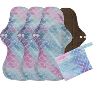 Serviettes menstruelles réutilisables en charbon de bambou à flux lourd Serviettes hygiéniques Szie XL Serviette hygiénique lavable Mama 4pcs + 1 sac humide 220512