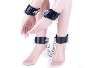 Chaîne de lourds Chaîne PU Cuir à main poignets de jambe de jambe pour adultes jeux de sexe de sexe esclave Fétisan de bondage