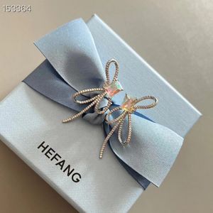 Marca HEFANG, pendientes de diseño con lazo de lujo, pendientes para mujer, cristal brillante, nudo de diamante, mariposa, flor dulce, circonita cúbica, pendiente de plata, pendientes, pendientes, joyería